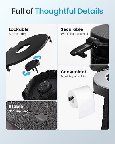 TRIPTIPS Upgrade Retractable Portable Toilet Travel Toilet Adjustable Height Camping Toilet Portable Potty for Adults Kids, Foldable Portable Toilet for Camping/Car - Image 6