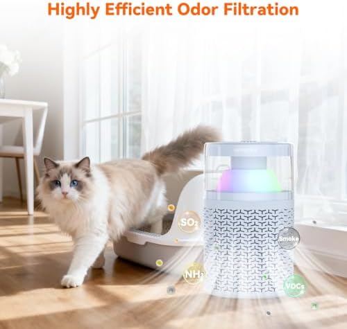 AIRROMI Pet Air Purifier for Home & Bedroom, HEPA Activated Carbon Filter, Removes Pet Dander & Odor, Allergies, Smoke, Hair, Night Light, Fragrance Sponge, Up to 658 ft², A2002 Blue - Image 5