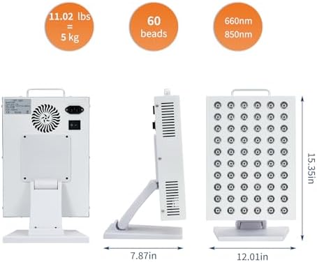 Red Light Therapy for Face and Body, Red Near Infrared Light with Timer and Stand, 60 Dual Chip LEDs, High Power Output Red Light Panel for Skin, Pain, Energy, Recovery, Performance, RT 300(NO Base) - Image 7