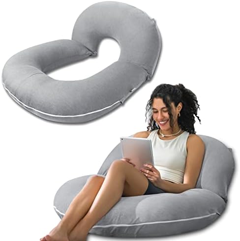 INSEN Reading Pillow, Back Pillow for Sitting in Bed and Couch, Gaming Pillow for Adults, Sit Up Support for Bed, Cooling Tencel, Grey by INSEN