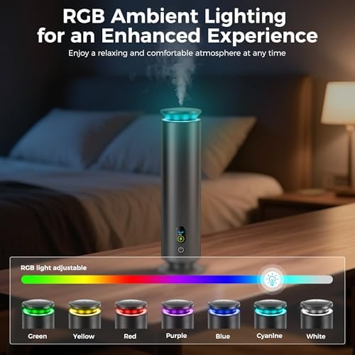 Hotel Scent Diffuser Starter Kit - 1000 Square Feet, 7 Ambient Light Settings, Includes 5 Essential Oils for Hotel Aromatherapy, Hotel Scent Diffuser,for Hotels, Homes, and Large Rooms,Black - Image 6