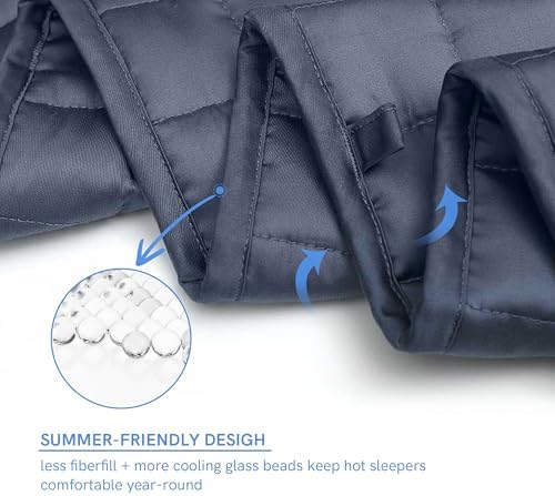 YnM Exclusive Cooling Weighted Blanket, Bed Blanket for One Person of 160lbs, Ideal for Queen/King Bed (60x80 Inches, 17 Pounds, Blue Grey) - Image 5