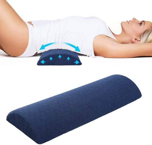 Cozyhealth - 3.15" H*23.6" L - Soft Lumbar Pillow for Sleeping, Memory Foam Back Lumbar Support Cushion for Lower Back Pain Relief Bed Waist Sleep Support Pillow for Side, Back (Dark Blue, Large) by Cozyhealth