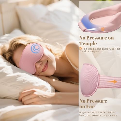 Sleep Mask for Women Men - 100% Blackout Eye Masks for Sleep, Lash Extensions 3D Contoured Sleeping Mask, Soft Adjustable Light Blocking Eye Cover Blindfold for Travel, Pink - Image 5