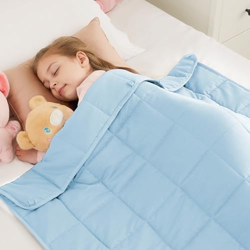 Weighted Blanket - 7 lbs Lightblue Heavy Blanket - Small Size Breathable Lap Blanket(41"x60", 7 lbs) by HOSUKKO