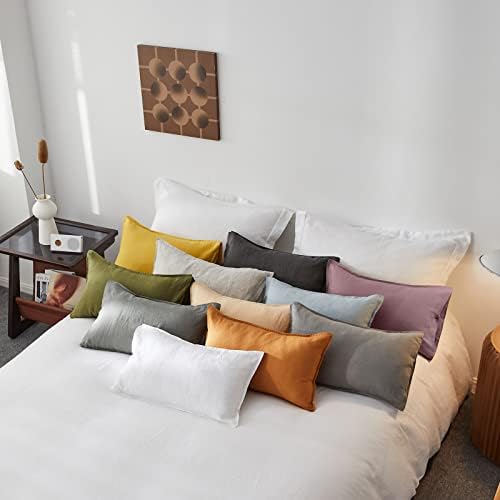 Simple&Opulence 100% Linen Lumbar Pillow Cover 12 x 20 Inches Set of 2 Rectangular Decorative Throw Cushion Cover for Couch Sofa Bed Living Room Office Soft Breathable Farmhouse - Purple - Image 7