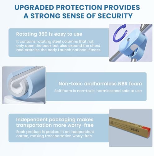 Yoga Stick, Back Cross Orthosis for Adult And Child, Foam Stainless Steel Material, Improving Hunchback and Chest Back Support, Hump Corrector Posture Corrector Stick Stretching rod(23.6-35.4in) - Image 6