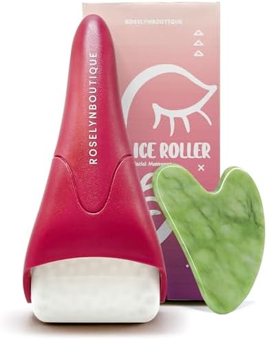 ROSELYNBOUTIQUE Ice Roller for Face Wrinkles Fine Lines Puffiness Stick Massager Facial Skin Care Tools Self Care Gifts for Men Women (Red) by ROSELYNBOUTIQUE