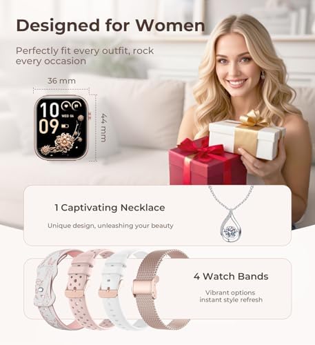 Iaret Smart Watch for Women, 1.83" HD Fitness Tracker with 4 Bands, Answer/Make Calls, Heart Rate/Sleep/SpO2/Step Tracking, 100+ Sport Modes, Android/iPhone Compatible Gift (Rose Gold) - Image 2