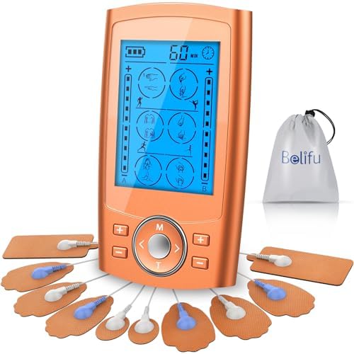 Belifu TENS Unit PMS Massager 24 Modes Muscle Stimulator, Electronic Tens Machine for Neck, Back, Arms & Chronic Pain Relief by Belifu