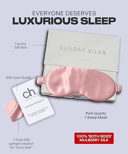 SUNDAYSILKS™ Exclusive Mulberry Silk Sleep Mask | Soft Eye Covers, Blackout Sleeping Mask for Women & Men | Silk Eye Mask for Sleep, Travel, and Relaxation | Antifaz para Dormir [Pink Quartz] - Image 4