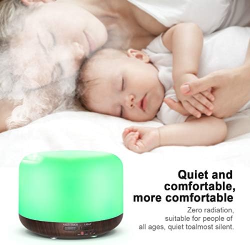 Marchred 300ML Essential Oil Diffuser with Remote Control,Ultrasonic Aromatherapy Air Diffuser Humidifier,Aroma Diffuser with 7 LED Color Changing Light for Large Room,Home (Dark Wood Grain) - Image 3