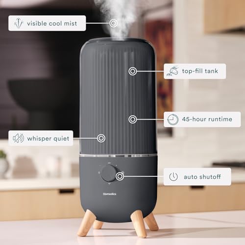 Homedics Ultrasonic Humidifier, Bedrooms and Home Offices, 0.97-Gallon Tank - Image 3