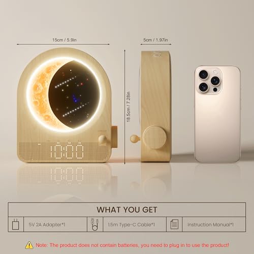 blonbar Sunrise Alarm Clocks for Bedrooms, Stepless Dimmable Moon Lamp Dual Alarm Clock with 12Levels Volume for Heavy Sleepers, 10 Natural Sounds with 30/60/90mins Timer, Gifts for Women - Image 2