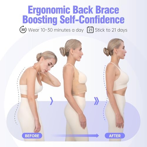 Posture Corrector for Women, Invisible Lightweight Adjustable Back Brace for Neck Shoulder & Upper Back Pain Relief - Improve Posture Correct Scoliosis & Hunchback Under Clothes (Beige, L) - Image 5