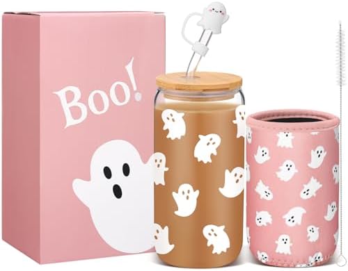 Blushtier 3 Pcs Halloween Ghost Gifts Pink Tumbler Cup Sleeve Gifts Box by Blushtier