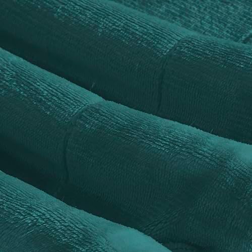 Elegant Comfort Ultra Soft Reversible Flannel Sherpa Blanket - Cozy Silky Fleece Throw for Couch, Bed - Plush Fuzzy Warm Winter Blanket for Gift, Queen, Turquoise - Image 7