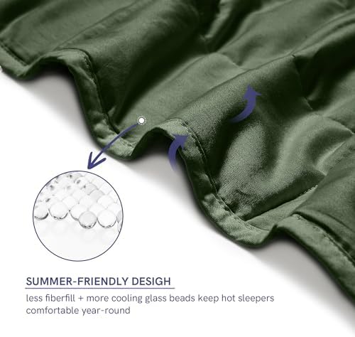 YnM Cotton King Size Weighted Blanket for Adults (88x104 Inches, 30 Pounds, Army Green), Smallest Compartments with Cooling Glass Beads,Heavy Blanket for Two Persons of 140~240lbs on Queen or King Bed - Image 4