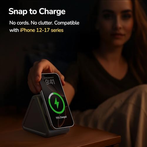 Housbay Sound Machine with Magnetic Wireless Charger for iPhone, 2-in-1 Design for Clutter-Free Nightstand, Dual-Speaker Stereo Sound for Sleeping - Black - Image 4