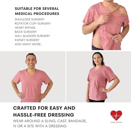 Inspired Comforts Unisex Post Surgery & Rehab V Neck Dual Access Snap Shirt - Image 4