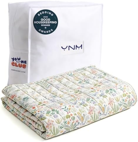 YnM King Size Cooling Nylon/PE Weighted Blanket for Adults (88x104 Inches, 25 Pounds, Jungle Bloom), Heavy Bed Blanket for Two Persons of 110~190lbs on Queen or King Bed by YNM