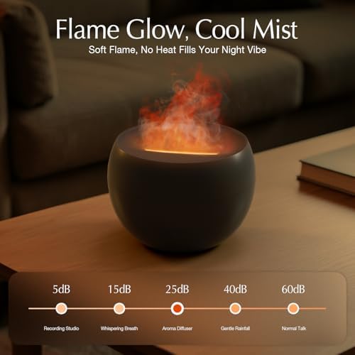 SALKING Flame Diffuser for Essential Oils, Fire Aromatherapy Essential Oil Diffuser, 150ml Ultrasonic Cool Mist Humidifier with Auto-Off Function, Small Diffuser for Home,Office,Bedroom,Gift (Black) - Image 4