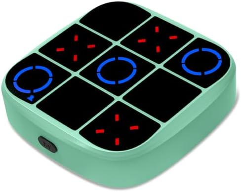 Tic-Tac-Toe Bolt Game, 4-in-1 Handheld Puzzle Games Console, Electronic Tic-Tac-Toe Game for Educational and Memory Growth, Portable Travel Games for Car Ride, Board Games for Kids and Adults (Cyan) by KOQQQ-TicTacToeBoltGame