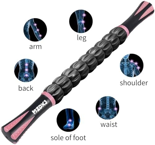 Muscle Roller Massage Roller Stick- Deep Tissue Fascia Blaster for Myofascial Pain Relief, Lymphatic Drainage & Body Sculpting, Handheld Physical Therapy & Recovery Tool ​(Pink Black - Image 6