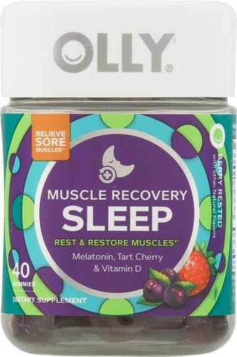 OLLY Muscle Recovery Sleep Gummies, Sleep and Sore Muscle Support, 3mg Melatonin, Tart Cherry, Vitamin D, Berry Flavor - 40 Count (Pack of 2) - Image 2