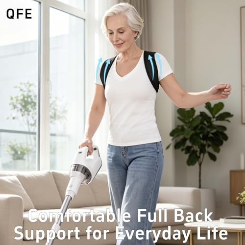 Posture Corrector for Women and Men Upper Back Brace Support Straightener Adjustable Mid Scoliosis Lower Pain Comfortable Relief Hunchback Slouching Kyphosis Invisible Under Fully Black S/M - Image 6