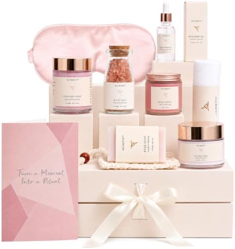 Luxury Rose Spa Gift Set for Women, 11-Piece Birthday & Mother’s Day by ALURIEN