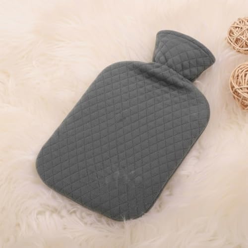 Fashy Hot Water Bottle with Gray Quilted Cotton Cover (67oz / 2L) – Made in Germany - Image 4