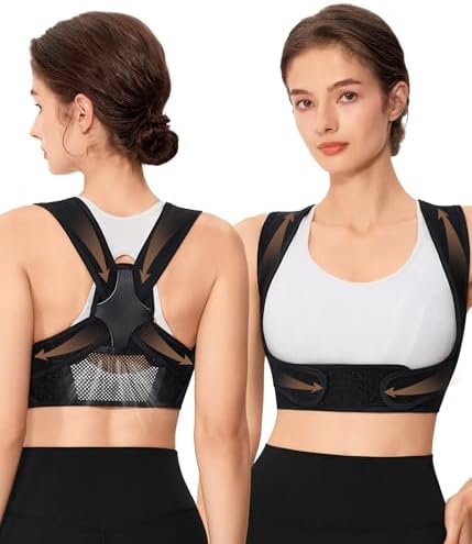 URSEXYLY Posture Corrector for Women Breathable Back Brace For Posture Adjustable Back Straightener Support for Neck Shoulder Clavicle and Upper Back Pain Relief(S/M,Black) by Ursexyly