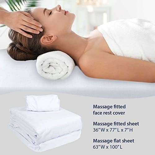 ForPro Premium Flannel 3-Piece Massage Sheet Set, White - Image 6