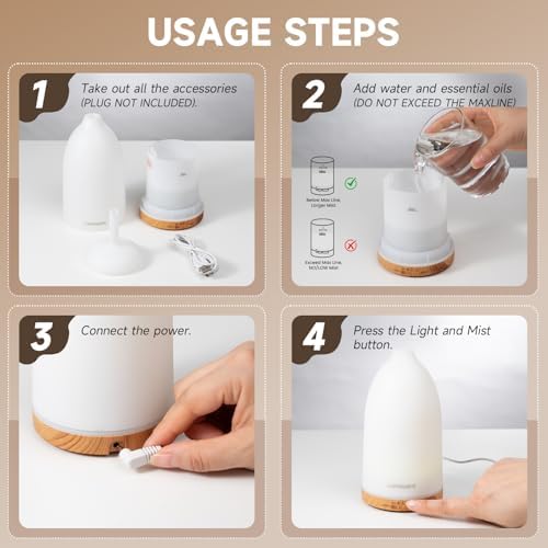 URPOWER 100mL Essential Oil Diffuser Aromatheray Scent Diffusers for Home - Image 7