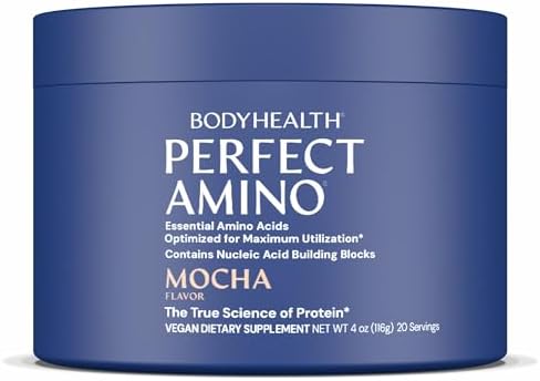 BodyHealth PerfectAmino - BCAA and EAA Powder for Pre and Post Workout - Amino Acid Energy Drink for Men and Women to Support Lean Muscle and Recovery - Mocha - 20 Servings by BodyHealth