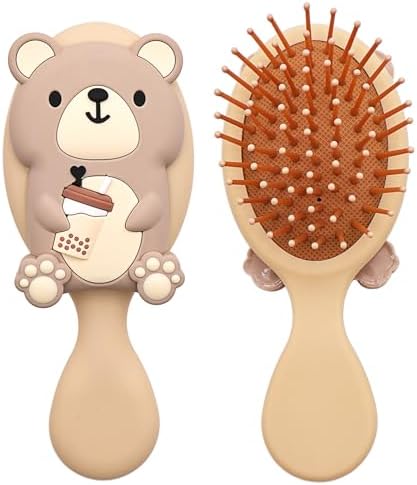 Toddler Soft Massage Comb - Mini Hairbrush for Thick, Curly, Thin, Long or Short Hair, Ideal for Travel (Beige) by DINATIS
