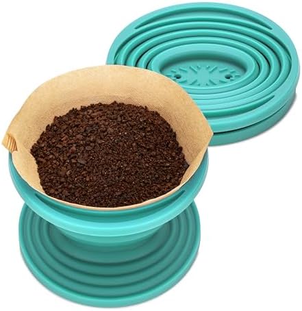 COLETTI Sierra Camping Pour Over Coffee Dripper — Collapsible Pour Over Coffee Dripper — Includes Pack of Paper Filters [Teal, Pack of 2] - Image 5