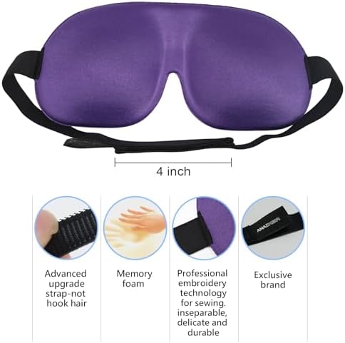 Sleep Mask Invisible Alar Deep Orbit 3D Eye Mask Ultra Lightweight & Comfortable Sleeping Mask for Travel, Nap, Shift Works,XL Purple - Image 5