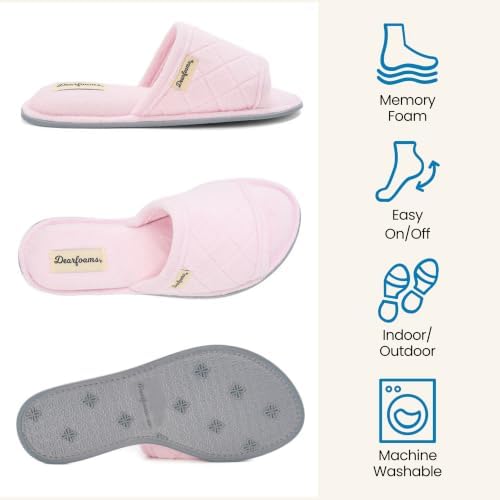 Dearfoams womens Slipper Memory Foam Summer House Shoe Beatrice Terry Slide - Image 3