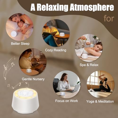 Sound Machine for Sleep - White Noise Sound Machine with Night Light Rechargeable White Noise Machine with 16 Soothing Sounds, Timer and Memory Function for Home Office & Travel - Image 5