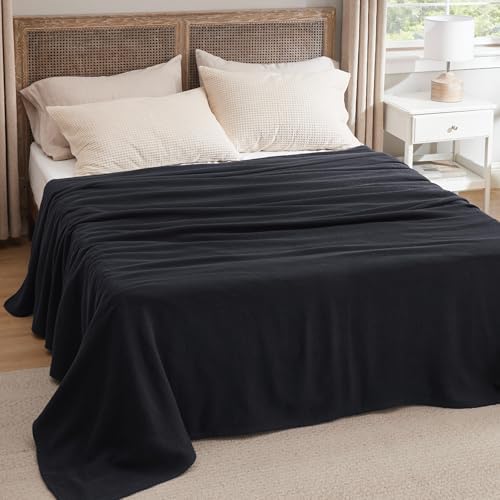 Bedsure 100% Cotton Blanket, Herringbone Weave, Queen Size, Black - Image 5