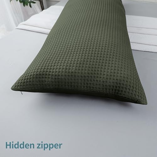 100% Egyptian Cotton 600 TC Waffle Weave Body Pillowcase with Zipper - Image 7
