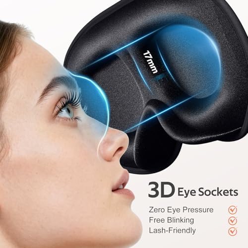 Vynix® Sleep Mask for Men Women - 100% Blackout Eye Masks for Sleep - 3D Soft Sleeping Mask for Side Sleepers - Zero Pressure Lash Extensions Eye Cover Shade for Airplane Travel Essentials, Black - Image 3