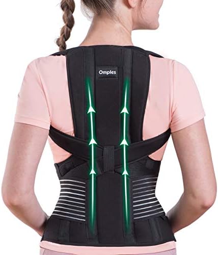 Posture Corrector for Women and Men Thoracic Back Brace Straightener Shoulder Upright Support Trainer for Body Correction and Neck Pain Relief, Small (waist 26-34 inch) by Omples