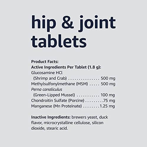 Amazon Basics Dog Hip & Joint Daily Chewable Tablets, with Glucosamine, MSM, and Chondroitin, Duck Flavored, 120 Count (Previously Solimo) - Image 5