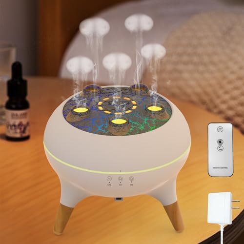 Jellyfish Essential Oil Diffuser, Sound-Reactive 5-Nozzle Mist, Remote by Eiifiter