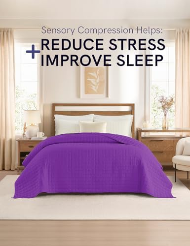 YnM 10lbs Weighted Blanket for Adults, Cotton Heavy Bed Throw Blanket with Cooling Glass Beads for All Season Use, Ideal for ~90lbs (48x72 Inches, Twin/Full, Fuchsia Purple) - Image 2