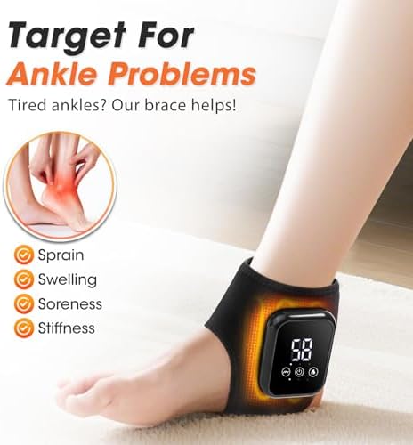 Cordless Ankle Heating Pad, Ankle Massager with Heat, FSA Eligible Items List Foot Heating Pad, Rechargeable 3 Vibration and Heating Modes, HSA Approved Products (Black) - Image 2