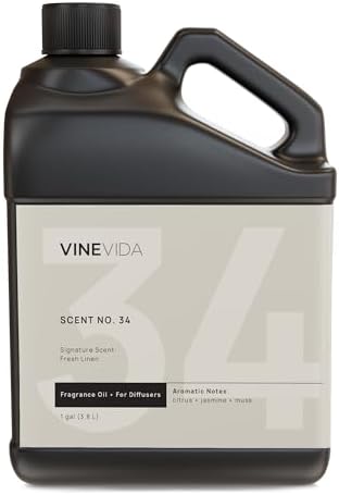 VINEVIDA Fresh Linen Fragrance Oil for Cold Air Diffusers - (128 Fl Oz) - Essential Oils for Diffuser Oil Refill & Air Freshener Room Spray by VINEVIDA